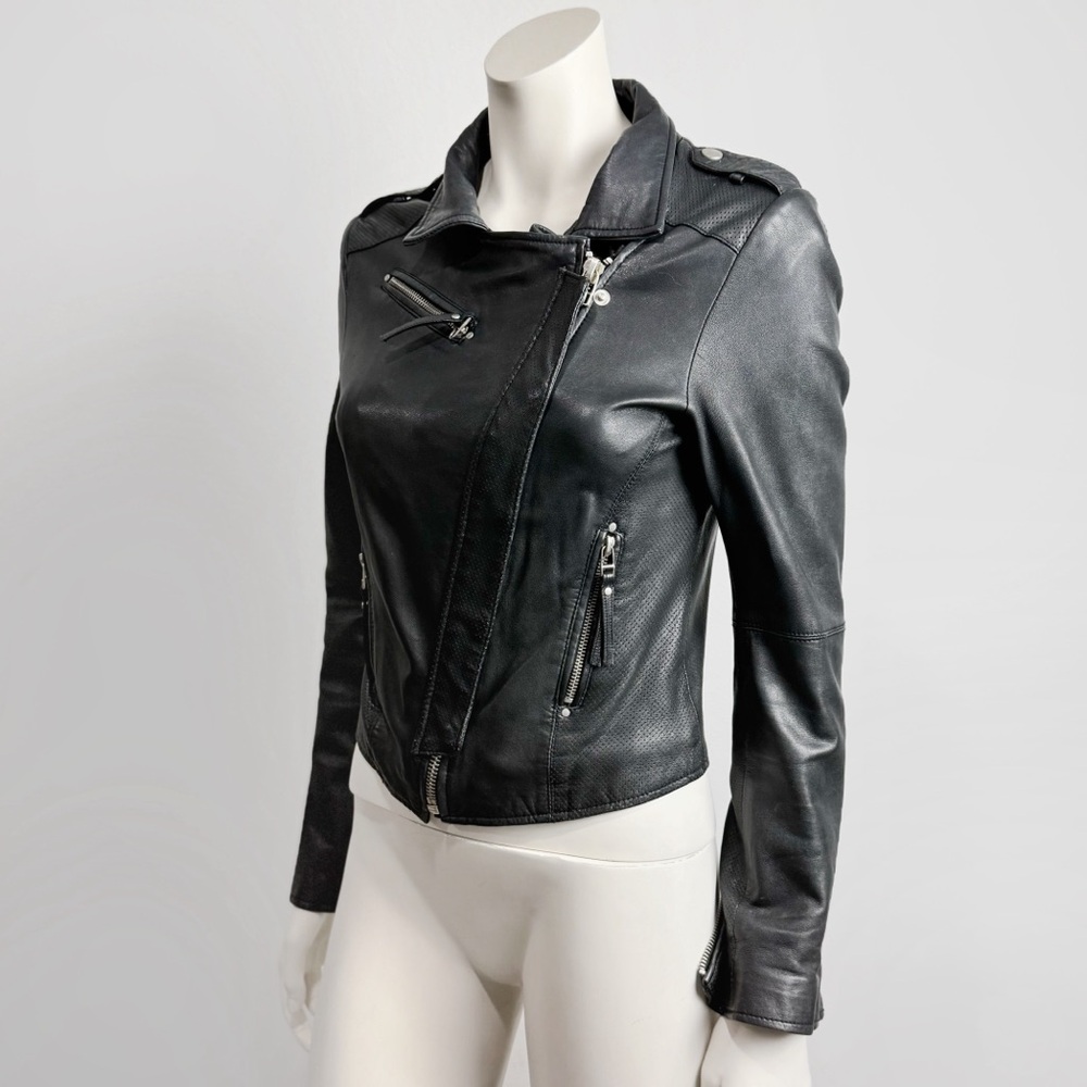 Vintage IRO Lambskin Leather Moto Jacket Fitted Size 0 - Picture 2 of 11